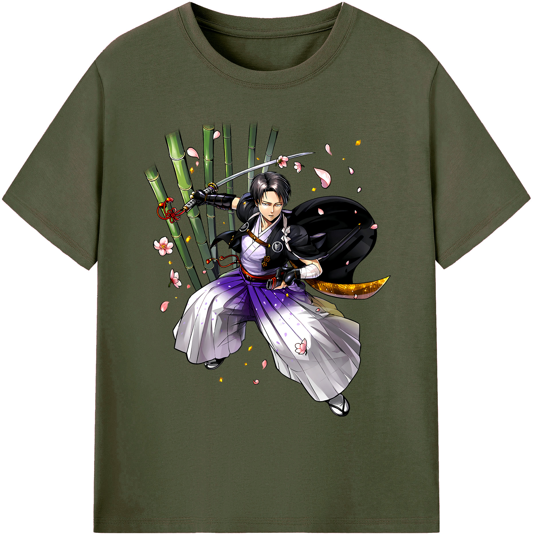 （画像用） 進撃の巨人 リヴァイ·アッカーマン Attack on Titan Levi Ackerman 綿100％ メンズ半袖Tシャツ｜肌触りやわらか＆通気性